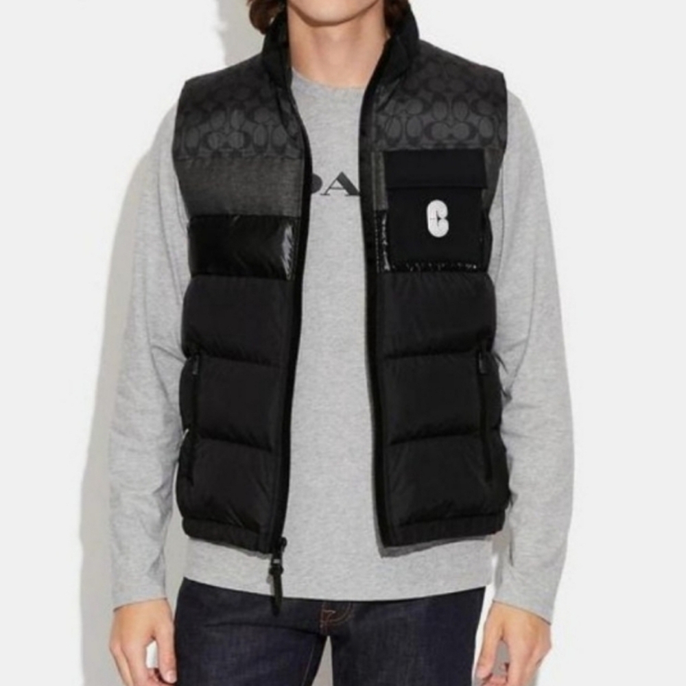 NWT Coach Men's Puffer Down Vest Black Size XS